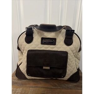 Vera  Bradley Tan & Brown Quilted Bowler Suede Bag